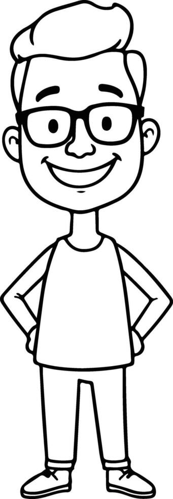 Cartoon boy with glasses standing vector