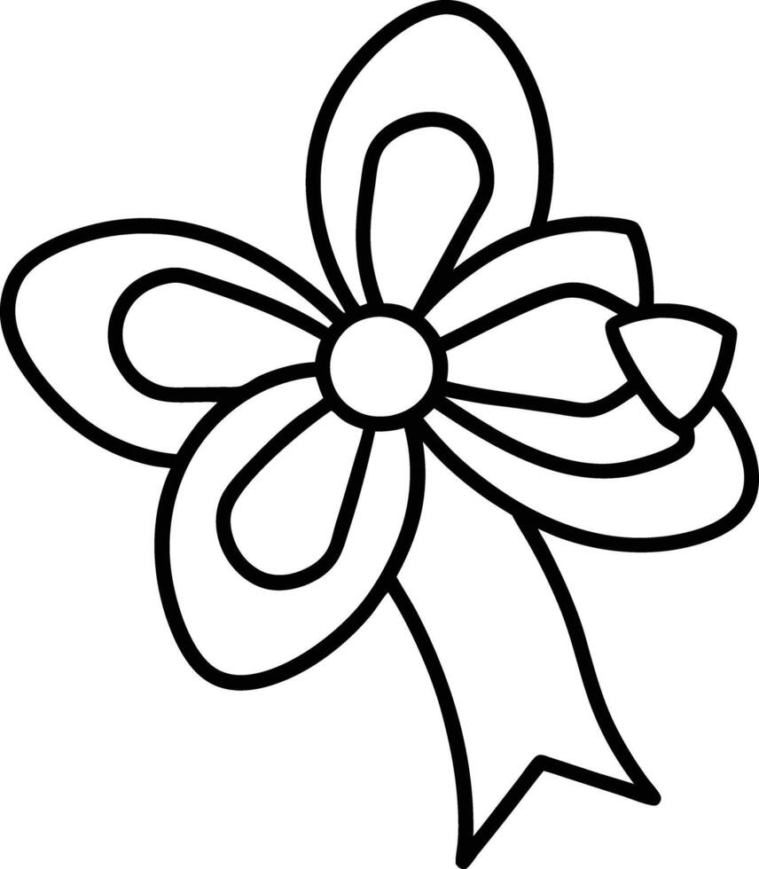 A black and white line art design of a gift tie vector