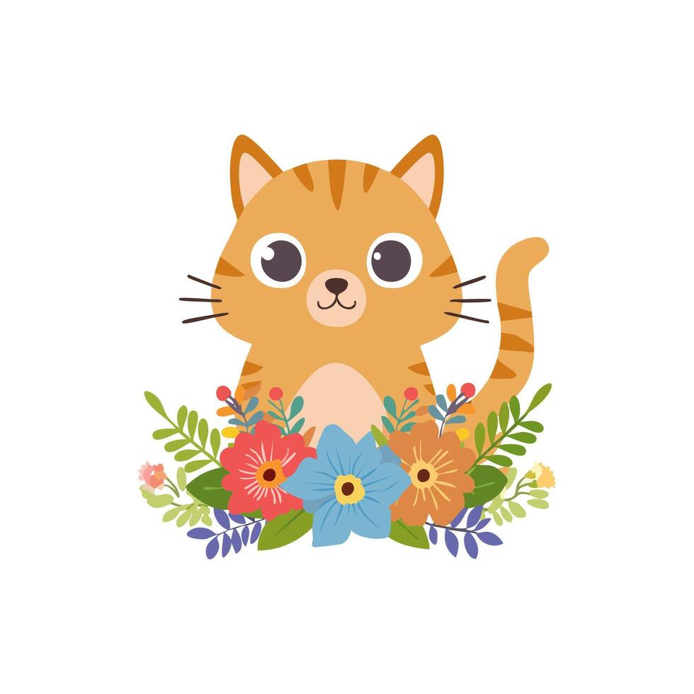 Cat with Flower Arrangement vector