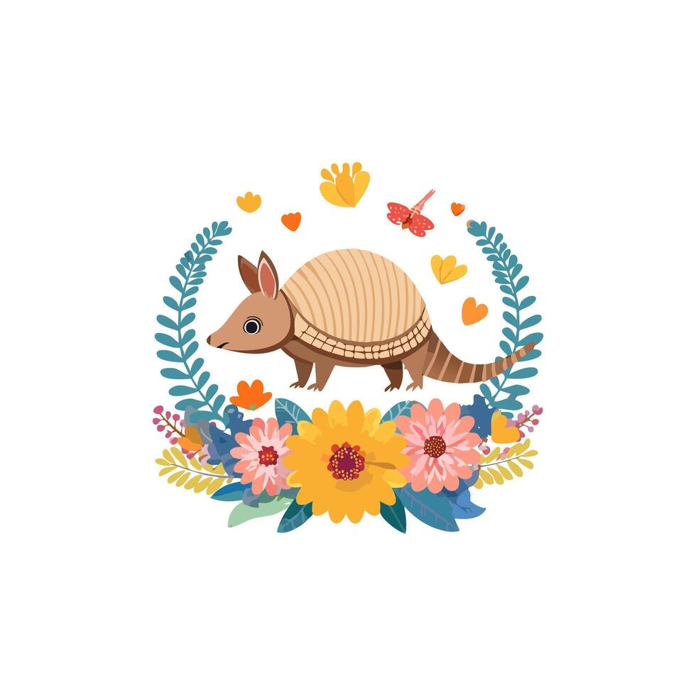 Armadillo with Flower Arrangement vector