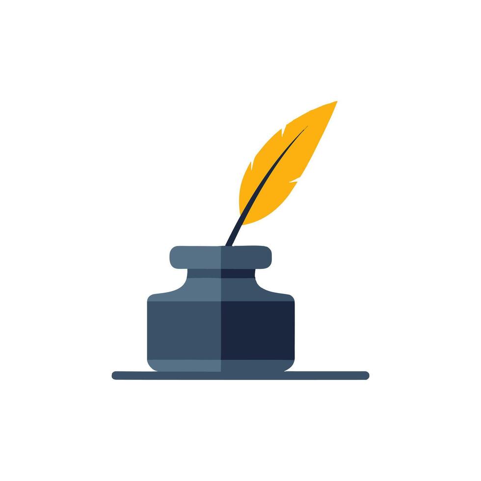 Minimal Inkwell Writing Icon vector