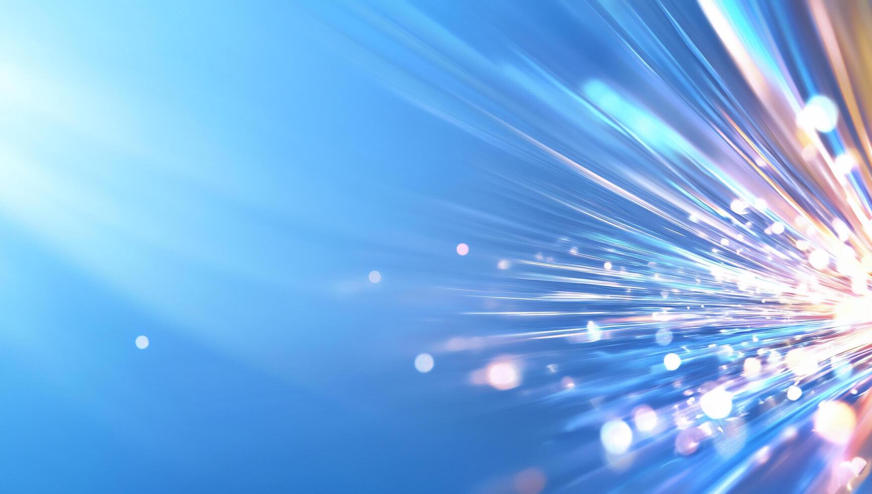 Abstract blue background with light streaks and bokeh effects. photo