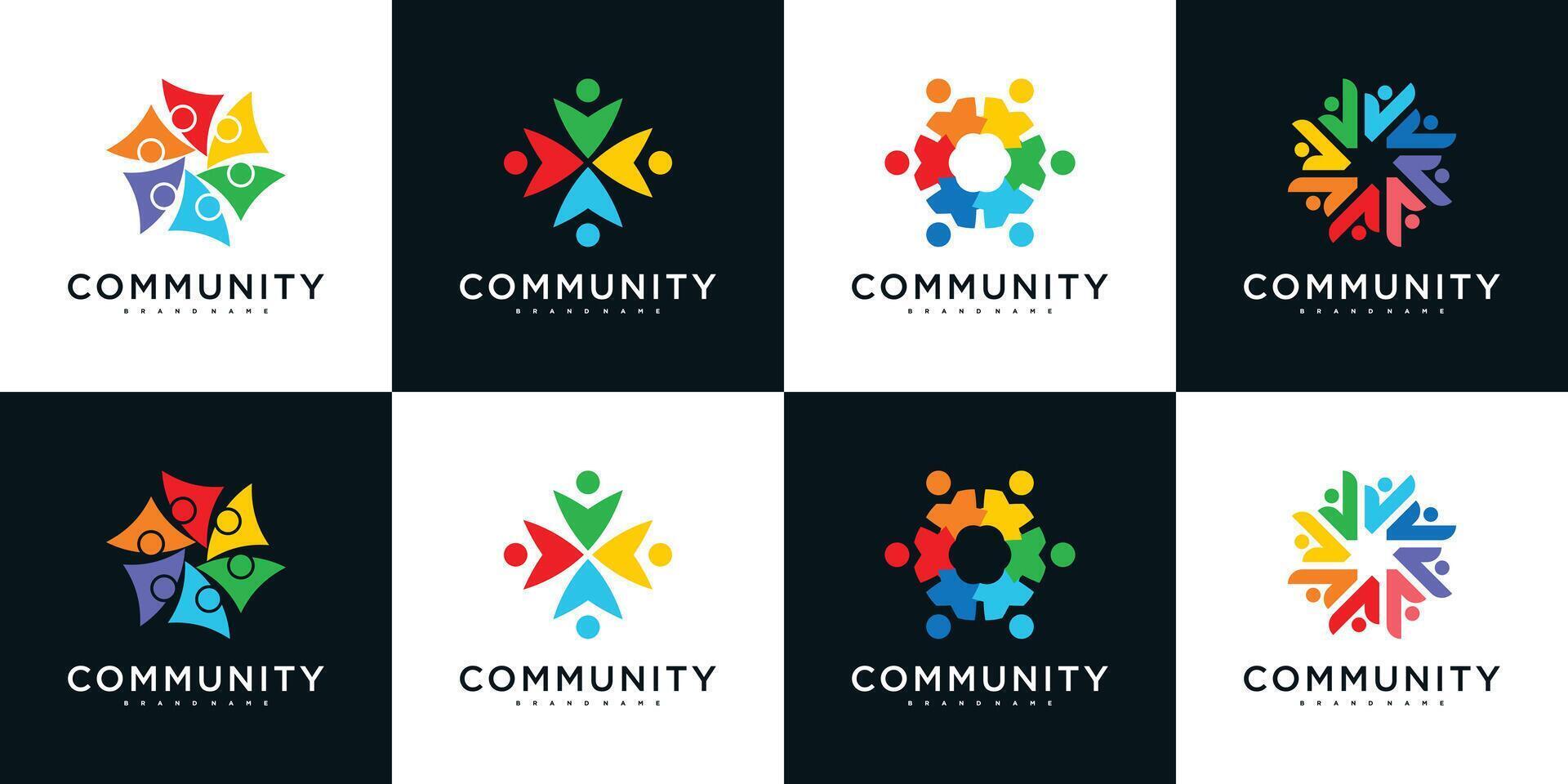 Set of creative colorful community logo design template sign and symbol vector