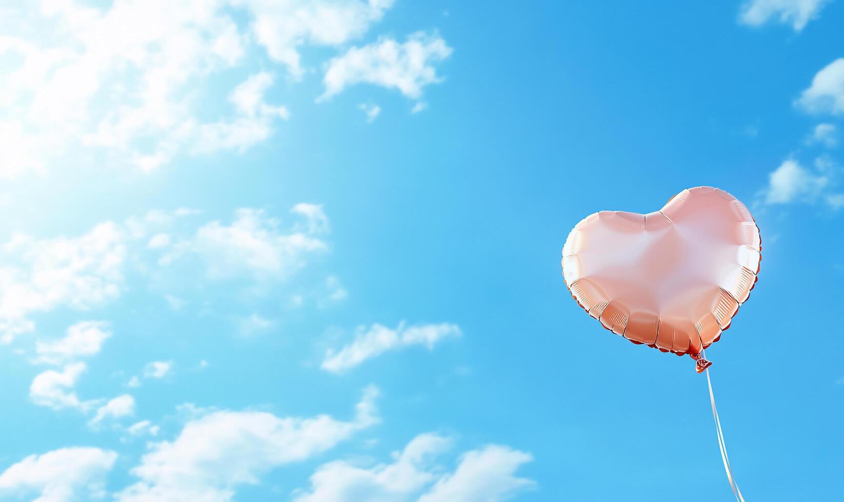 A heart shaped balloon is floating in the sky photo