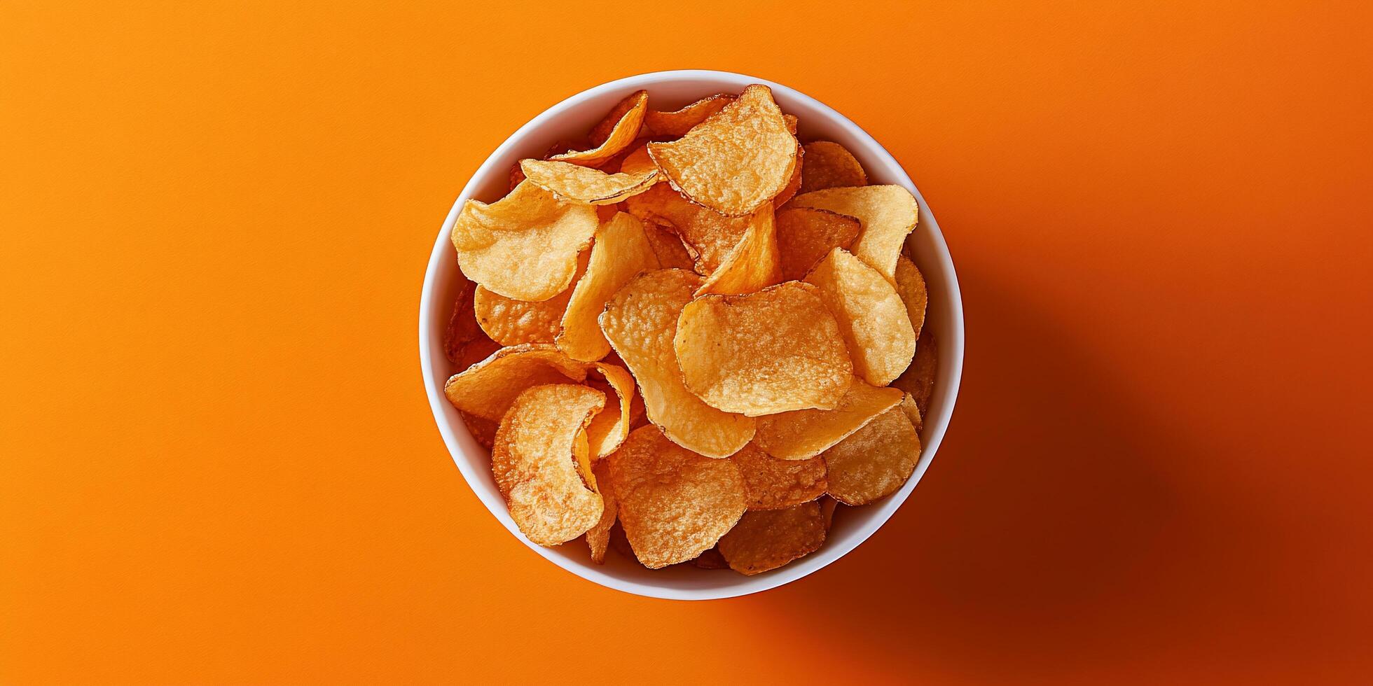 A bowl of chips on an orange background photo