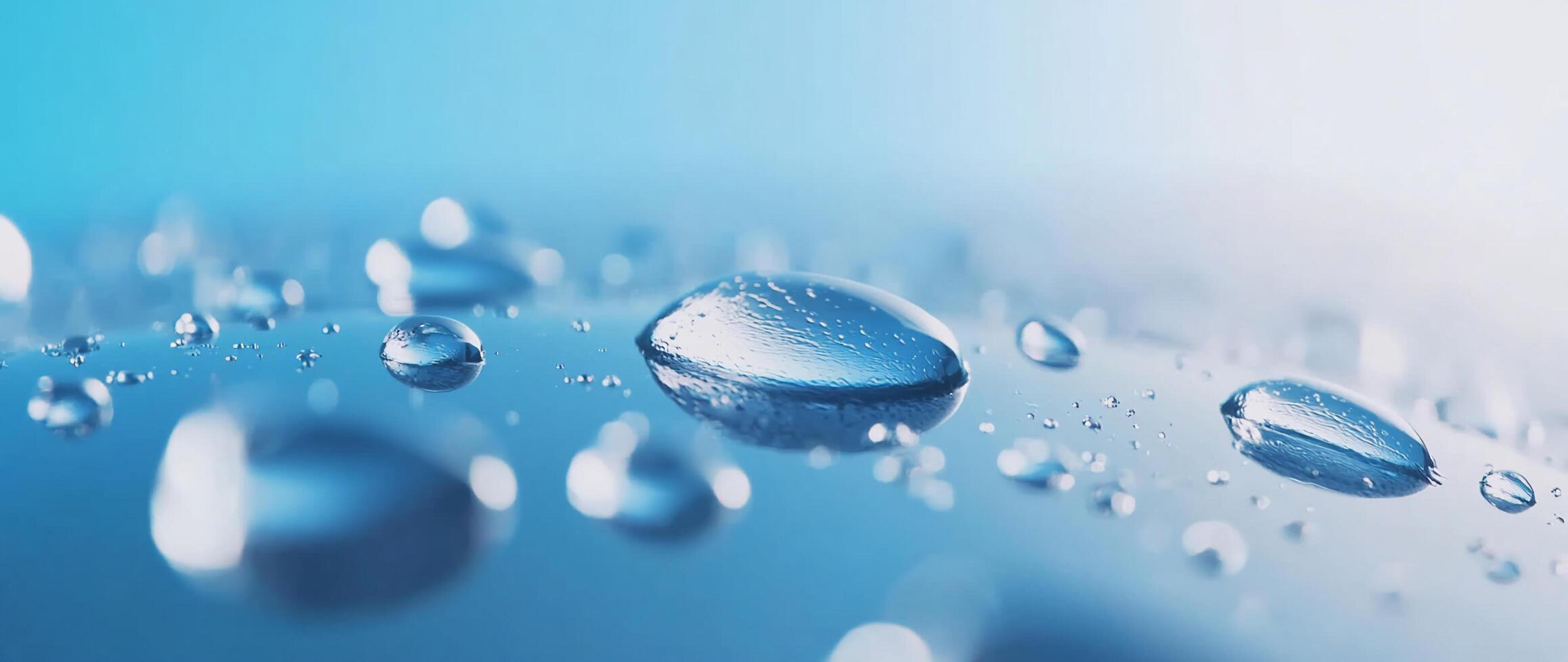 Water droplets on a blue surface photo