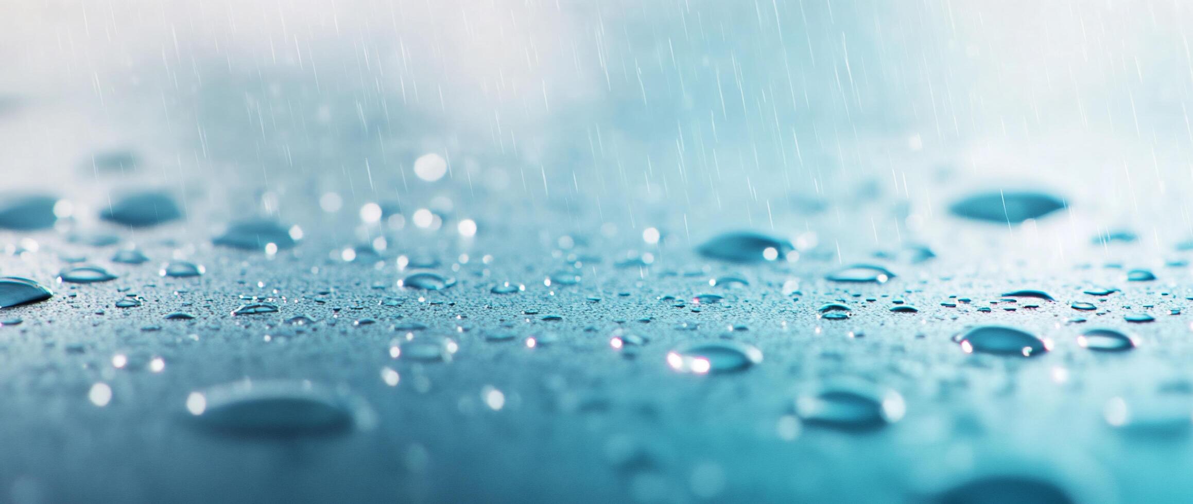 Raindrops on a blue background photo