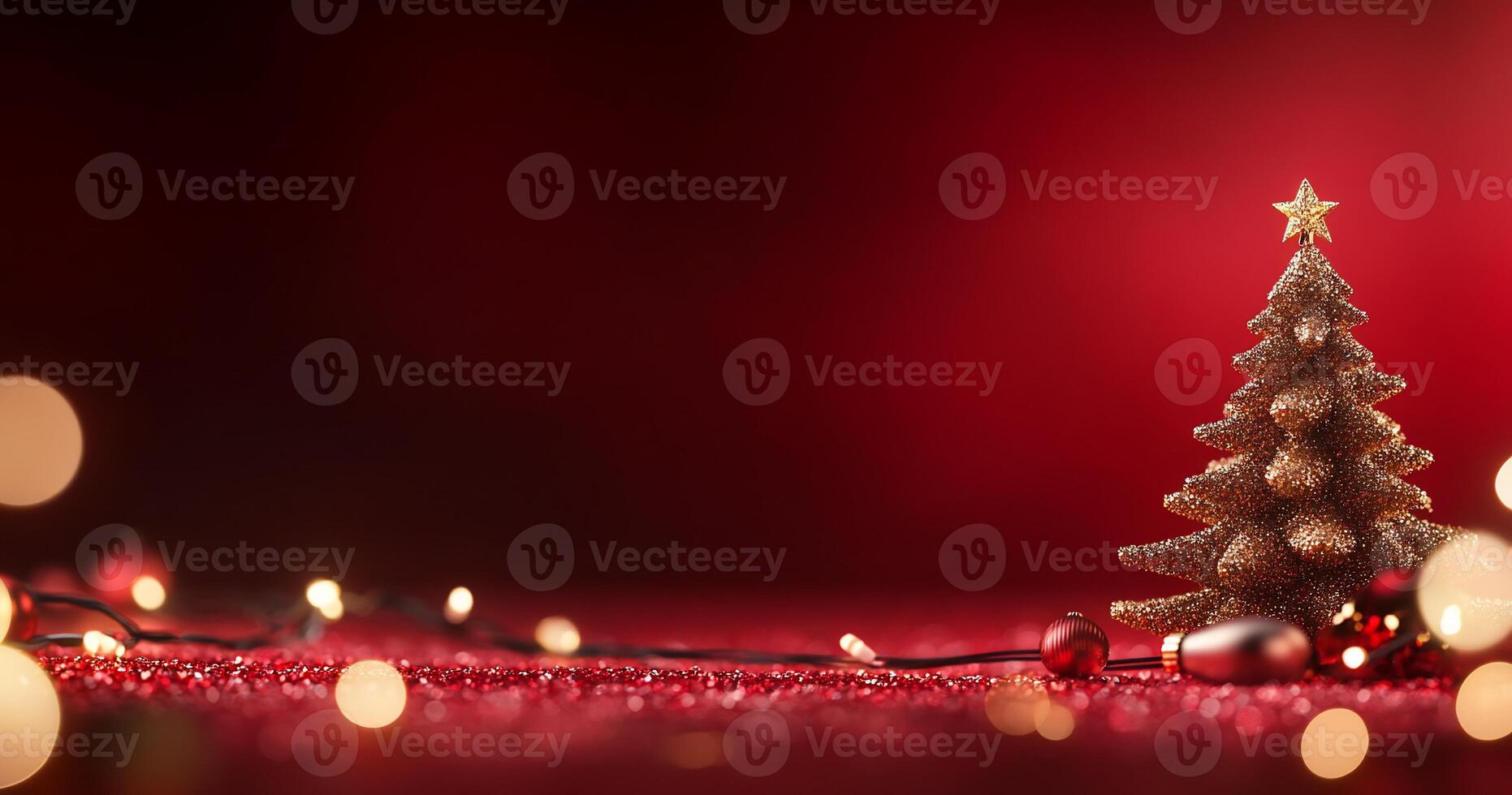 A festive scene featuring a Christmas tree and decorative lights. photo