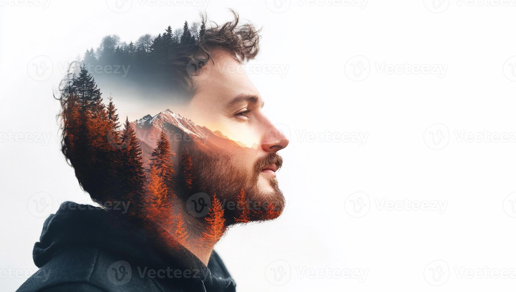 A man with a forest in his face photo