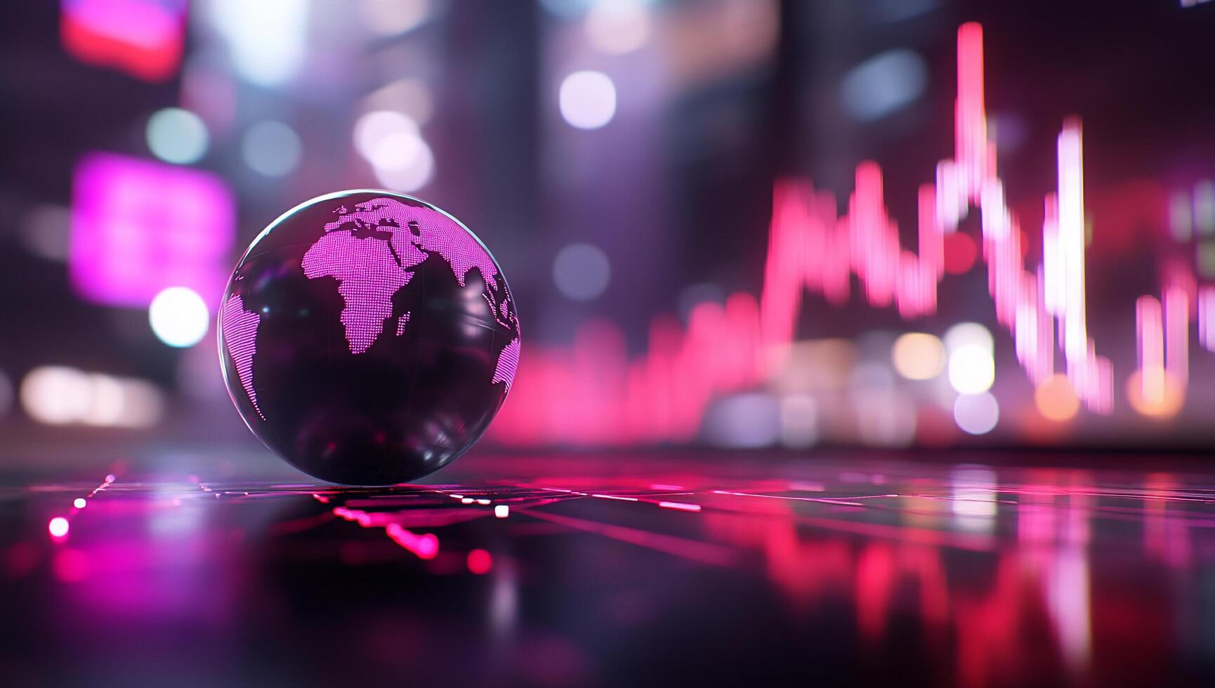 A digital globe representing global data trends and analytics. photo
