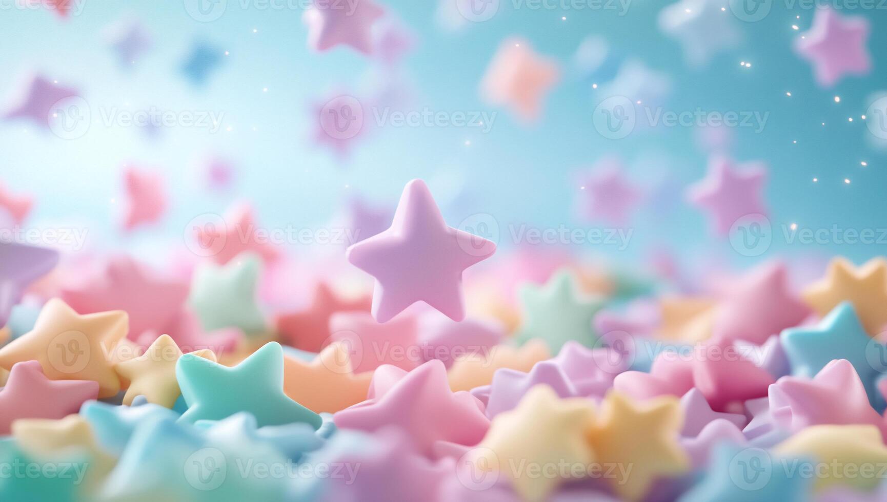 Colorful pastel stars scattered on a soft background. photo