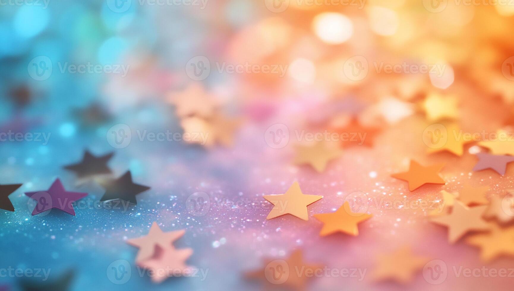 A colorful background with star-shaped decorations and sparkling effects. photo