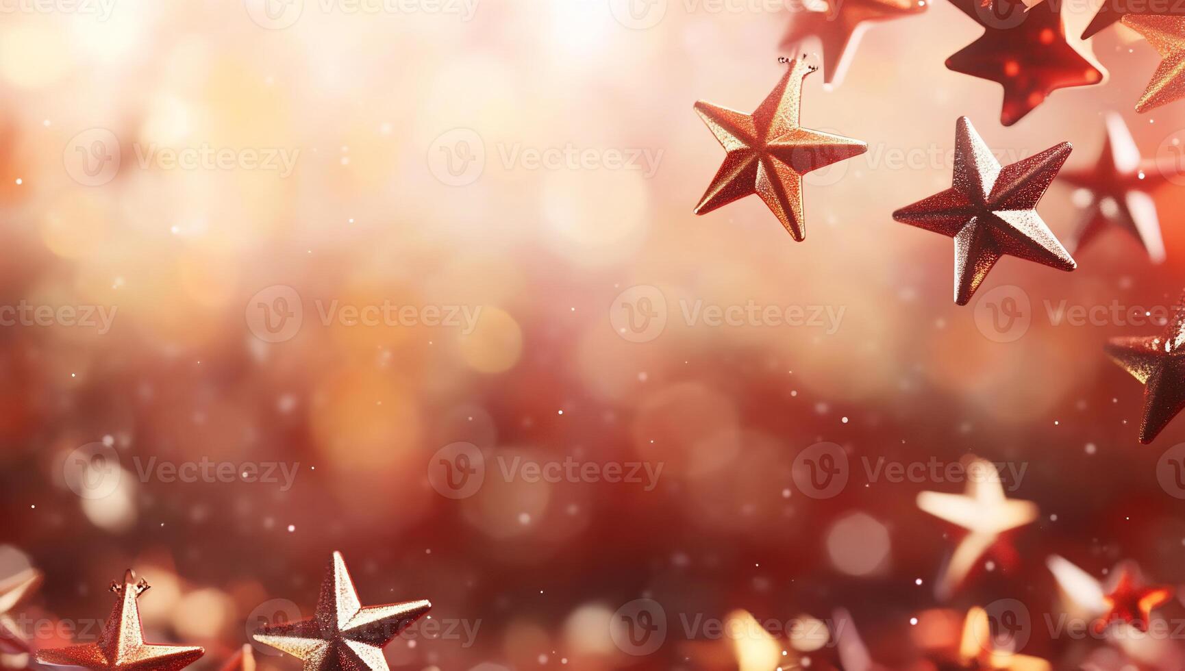 A festive background with shimmering stars and soft bokeh effects. photo
