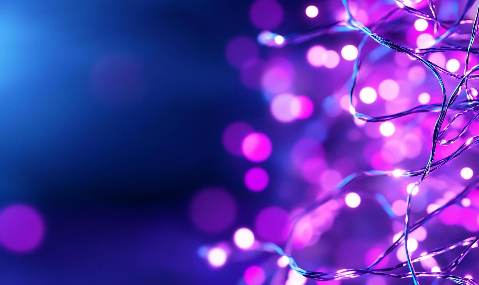 Abstract image of glowing purple lights and wires creating a dreamy atmosphere. photo