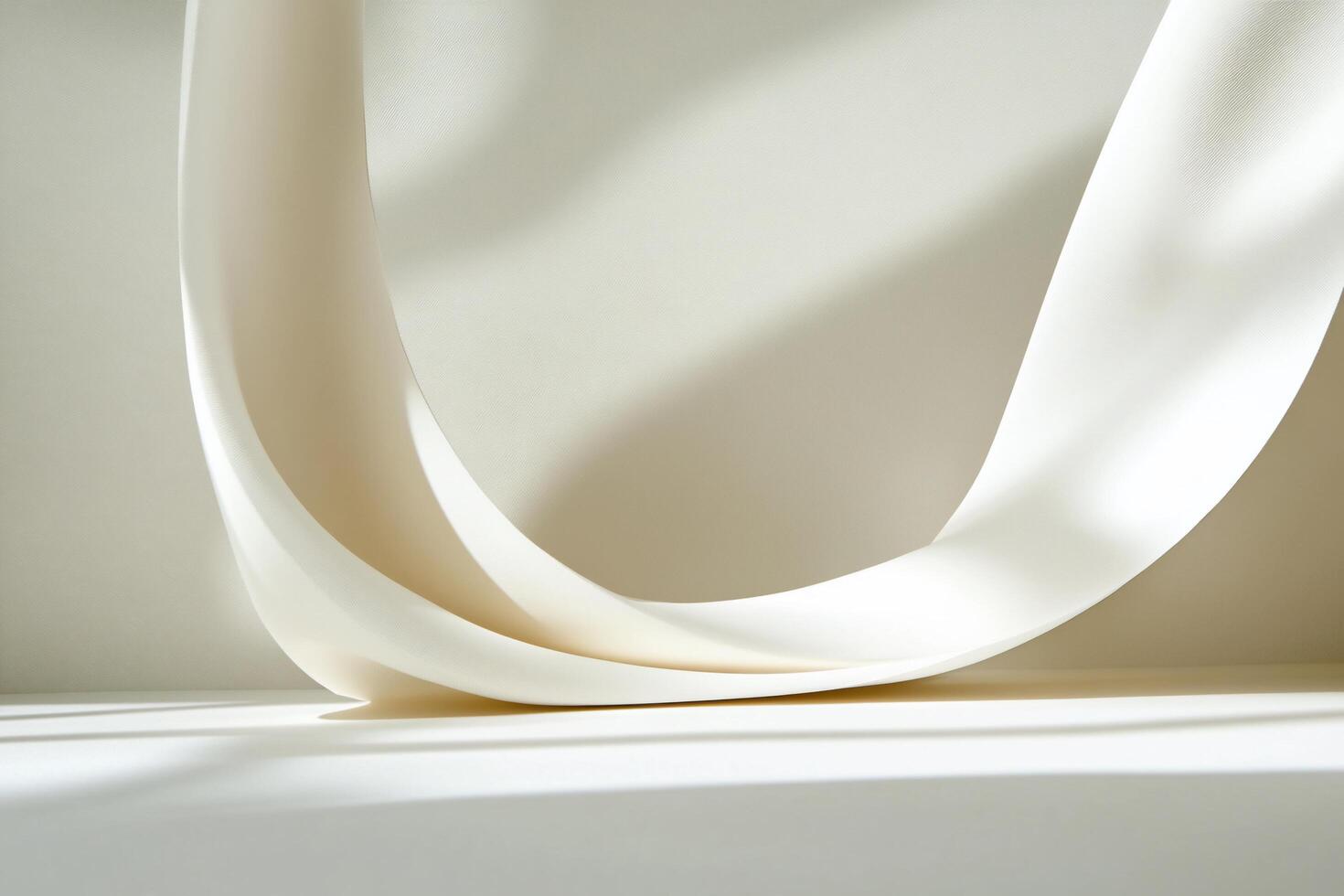 A soft, flowing ribbon against a neutral background, showcasing elegance. photo