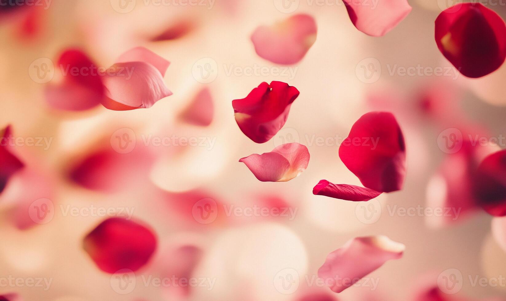 Rose petals falling from the sky photo