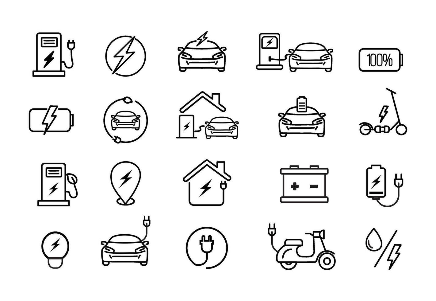 Electric car icons set on white background vector
