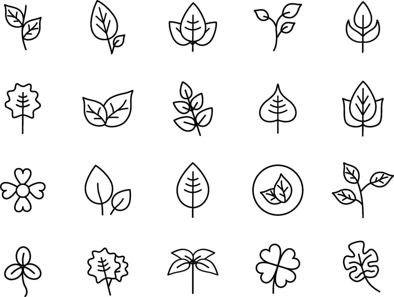 Leaf icons set in line style vector