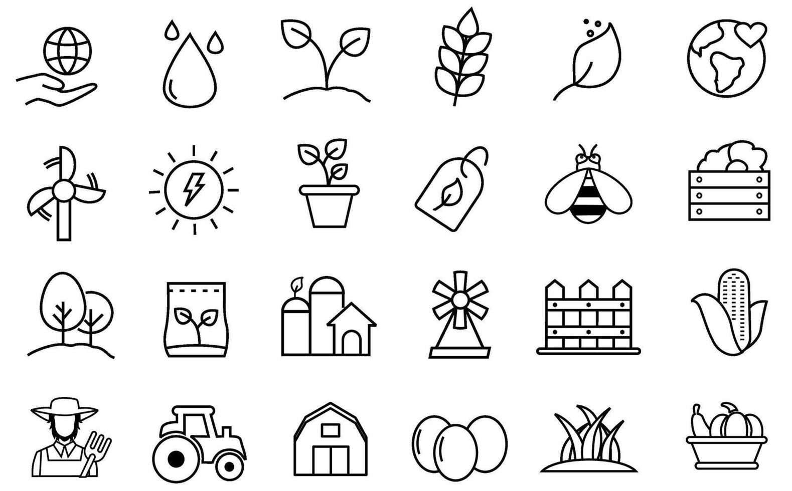 Farm agriculture icon set editable stroke vector
