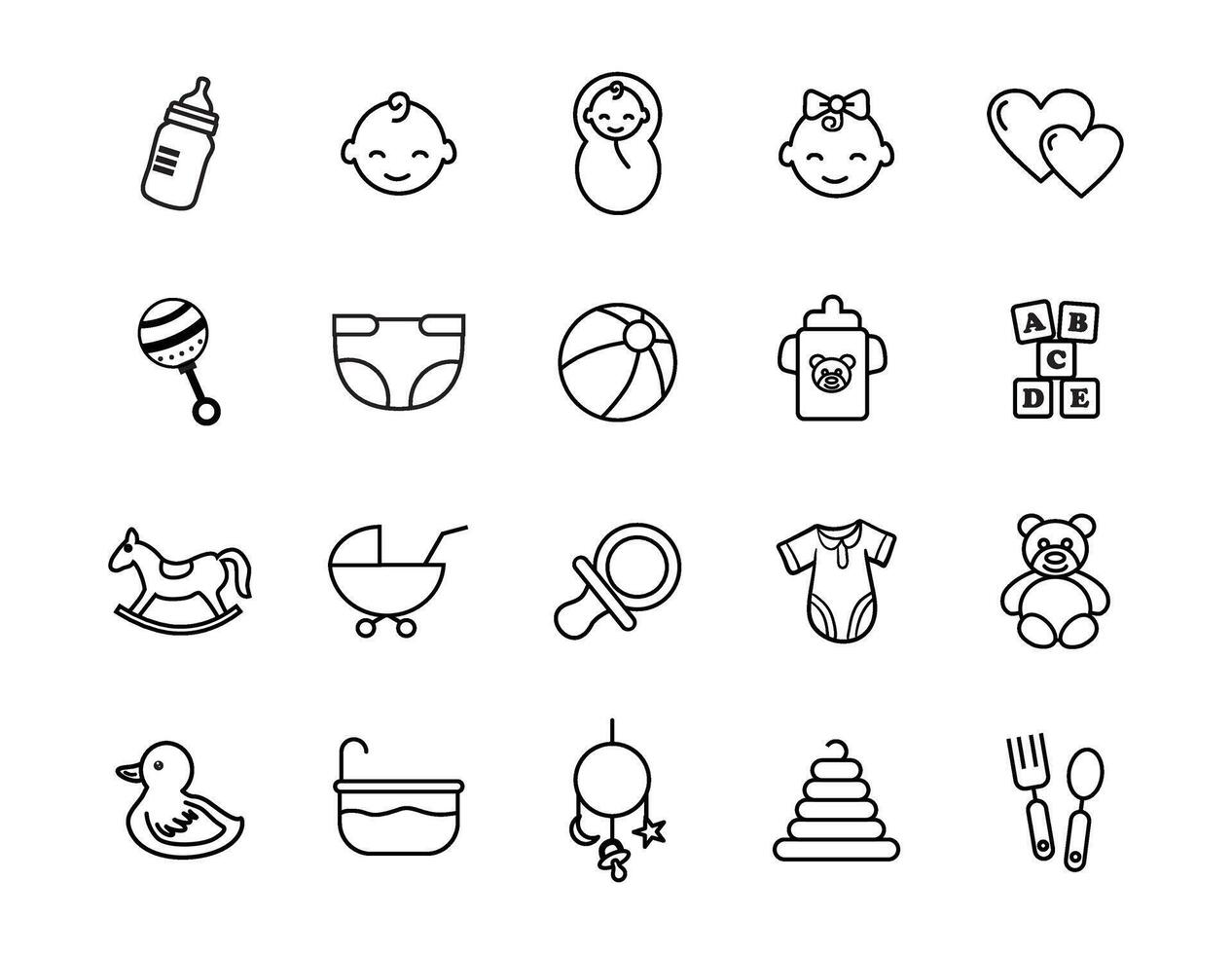 Baby icons set - line icon set vector