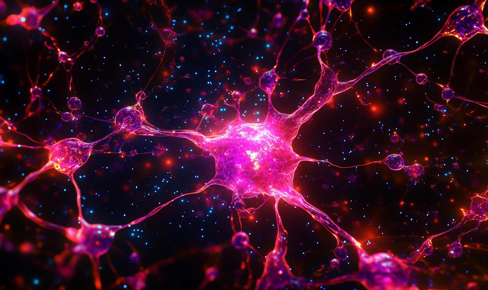 A vibrant depiction of neurons showcasing neural connections. photo
