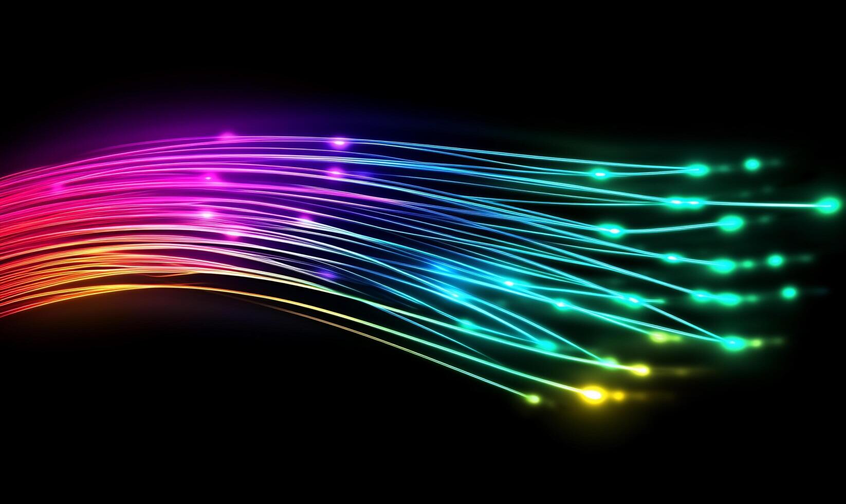 A vibrant display of colorful fiber optic strands emitting light. photo