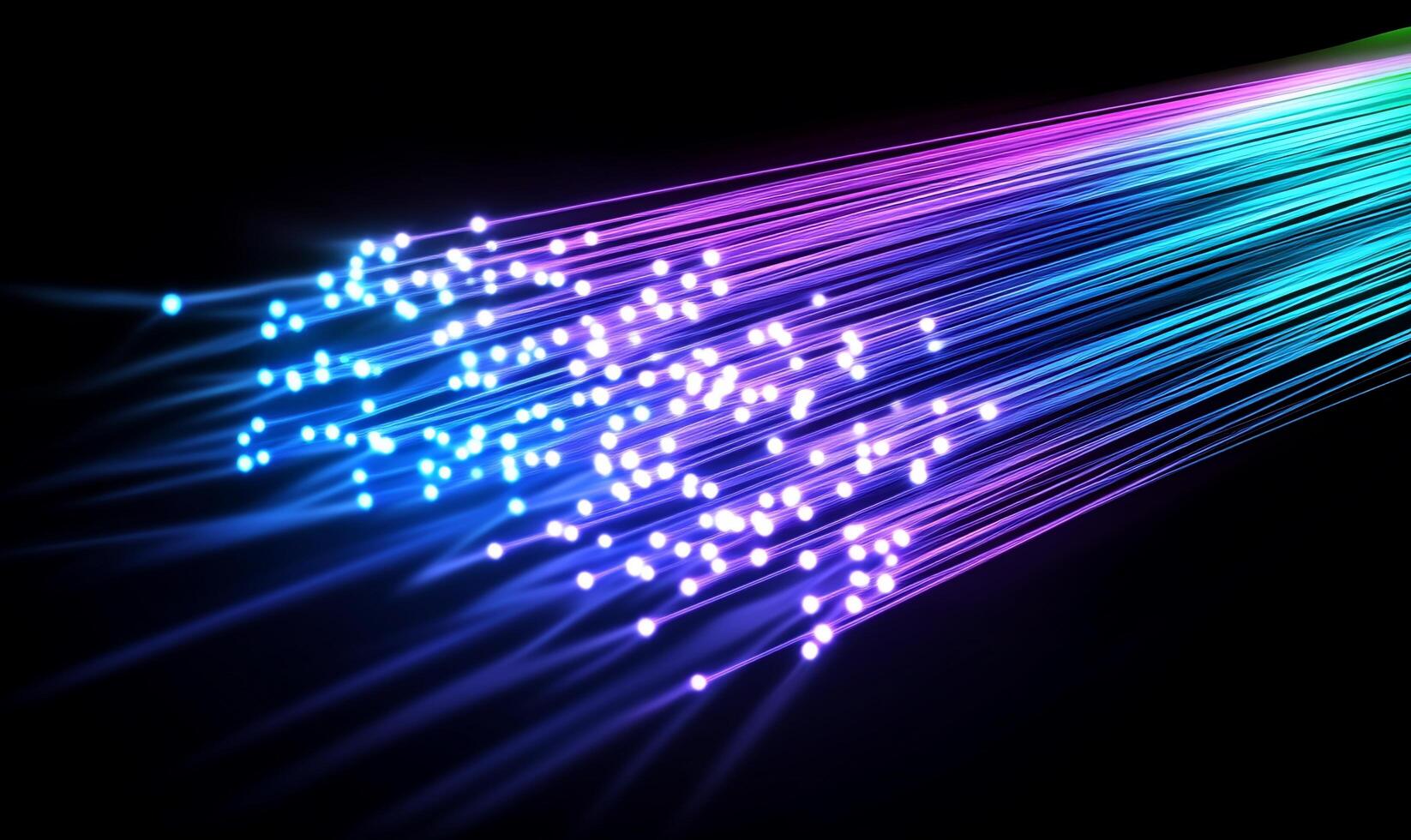 Abstract representation of colorful light beams, symbolizing data transmission. photo