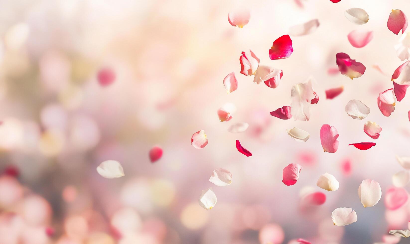 Delicate flower petals floating gracefully in a soft, dreamy background. photo