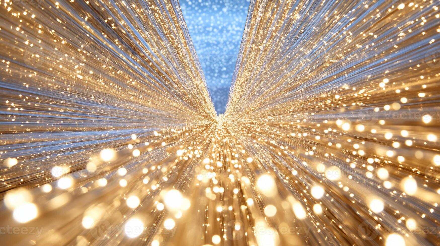 A dynamic burst of golden lights creating a sense of motion and energy. photo