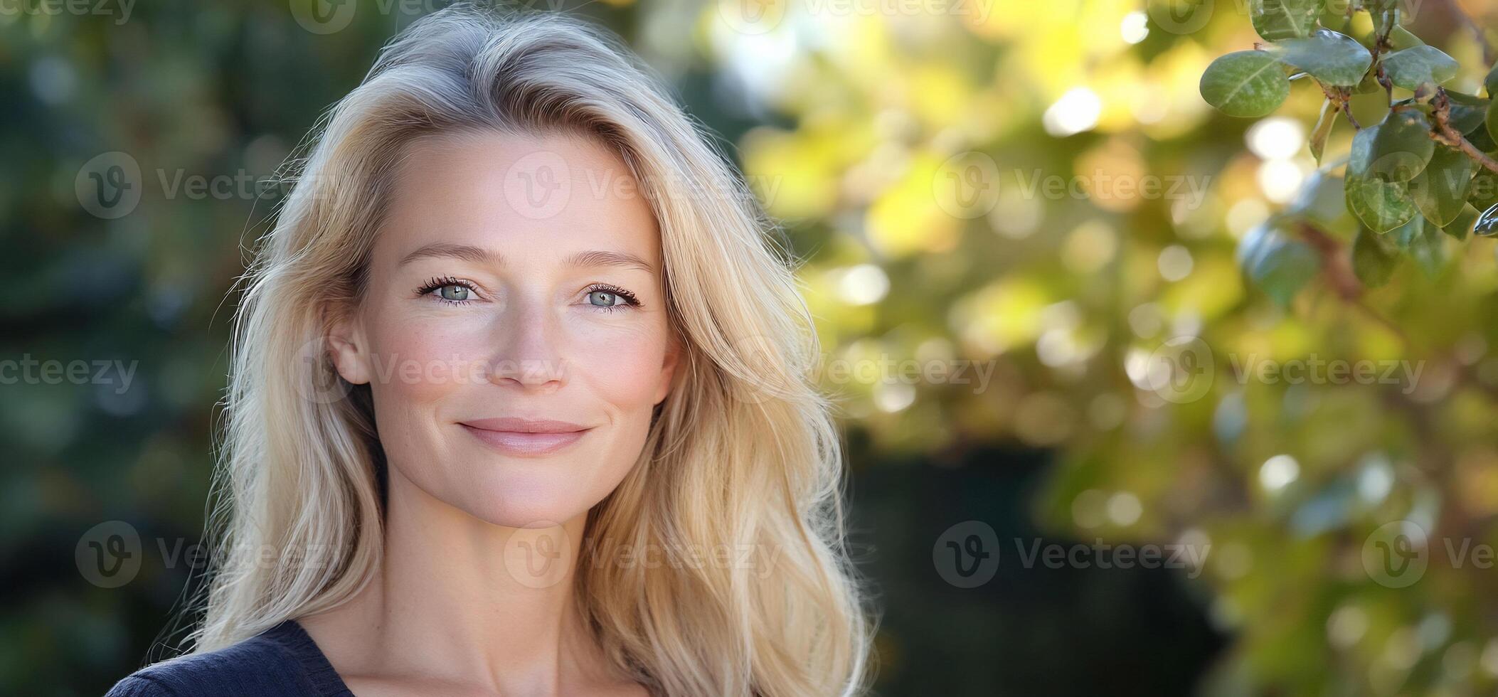 A beautiful blonde woman with long hair photo