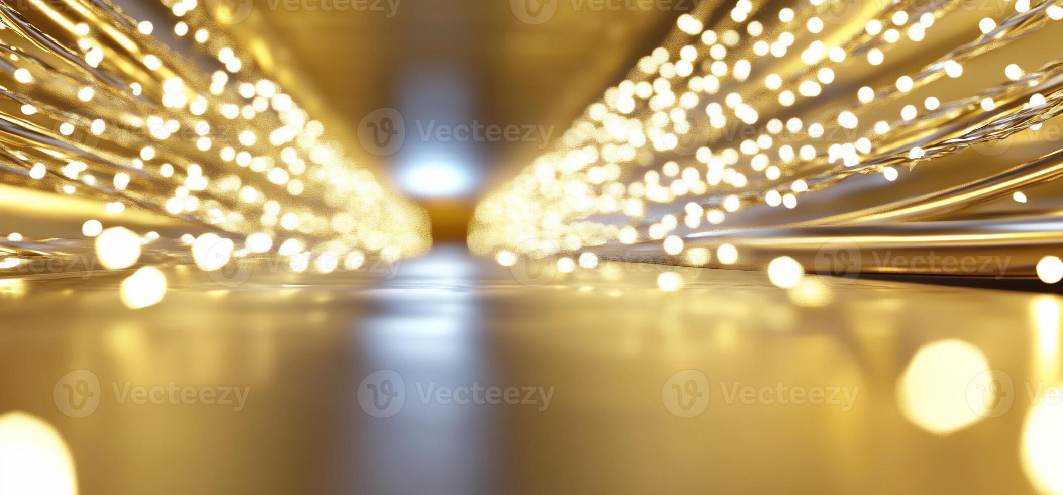 A perspective view of glowing lights creating a tunnel effect. photo