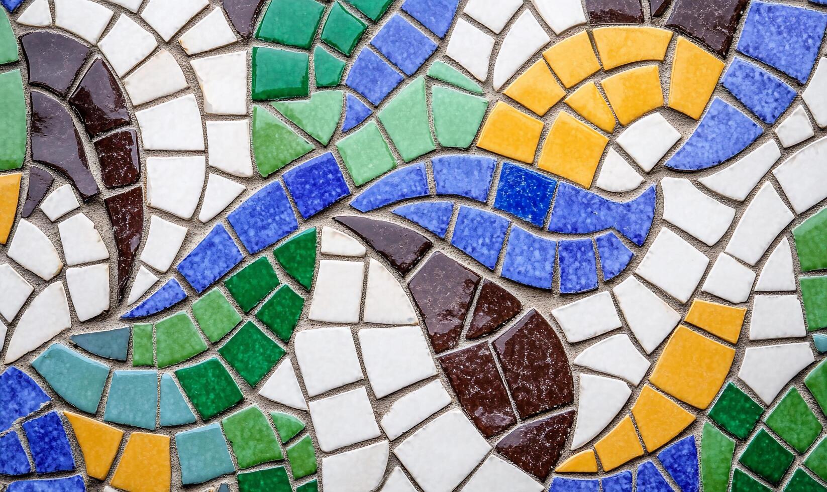 Colorful mosaic pattern featuring various shapes and vibrant colors. photo