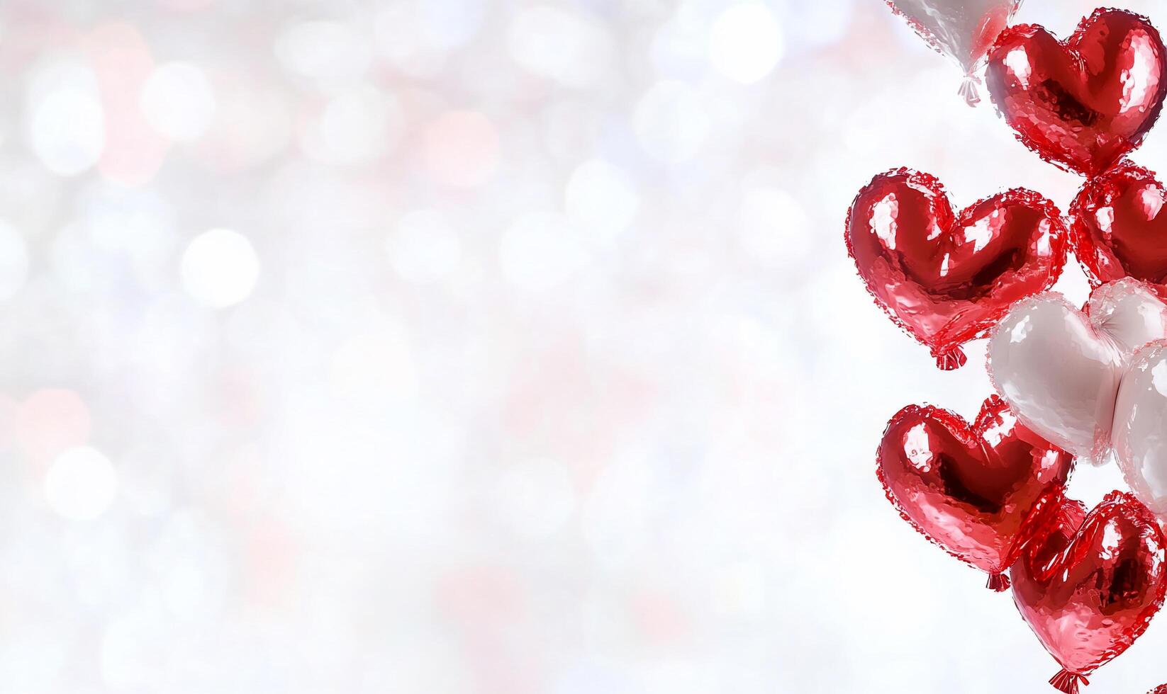 A festive display of red hearts against a soft, blurred background. photo
