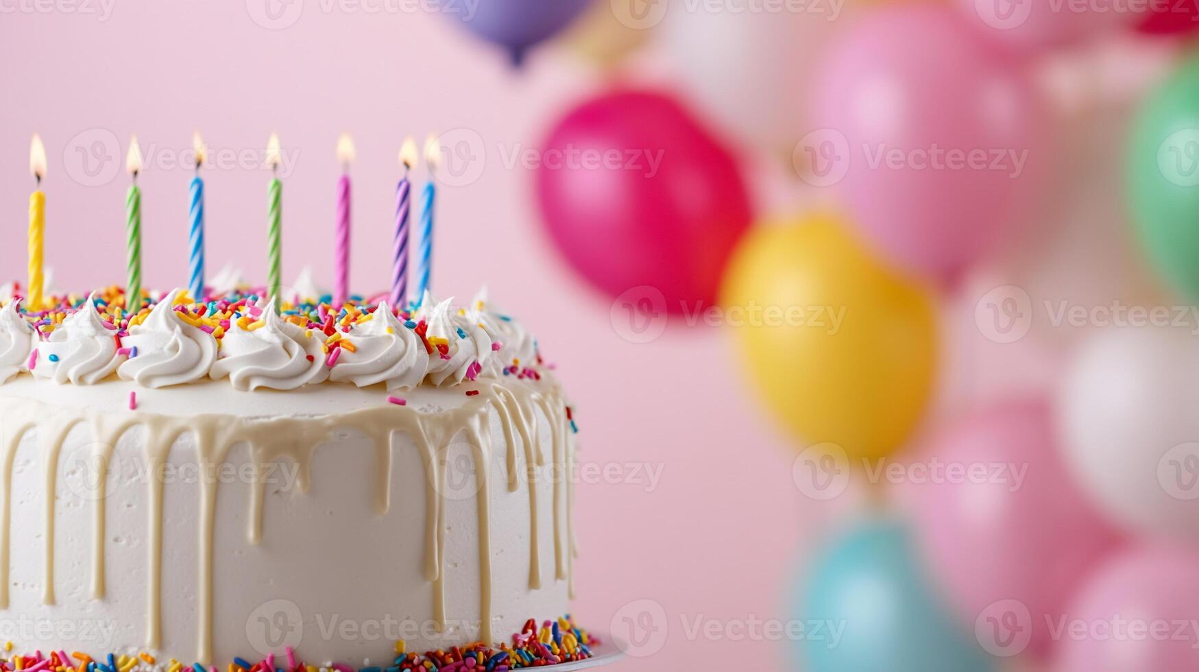 A birthday cake with candles on top photo