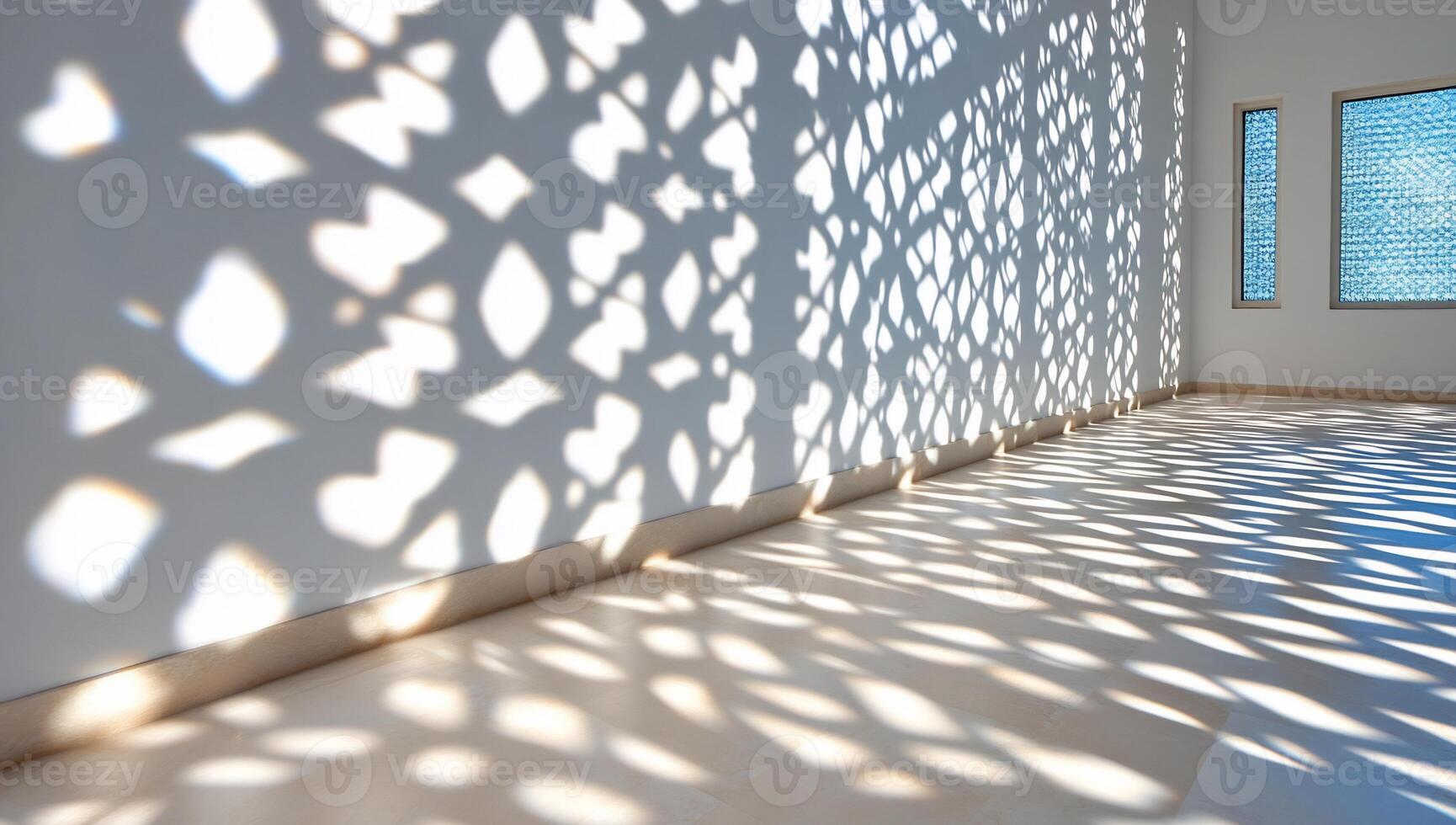 Soft shadows cast on a minimalist interior, creating a serene atmosphere. photo