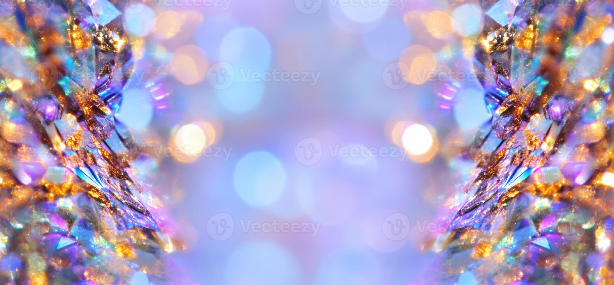 Abstract image featuring shimmering crystals and soft bokeh lights. photo