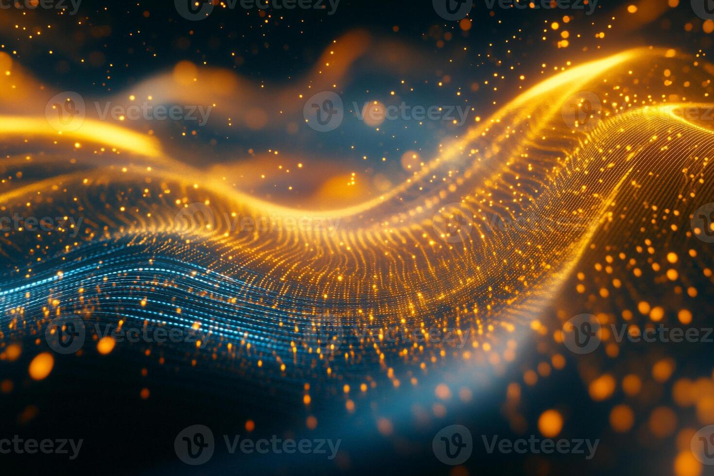 Abstract waves of light and particles create a dynamic visual effect. photo