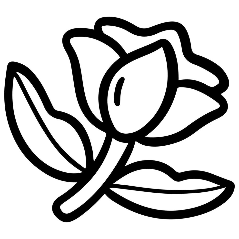 A black and white flower outline on a white background vector