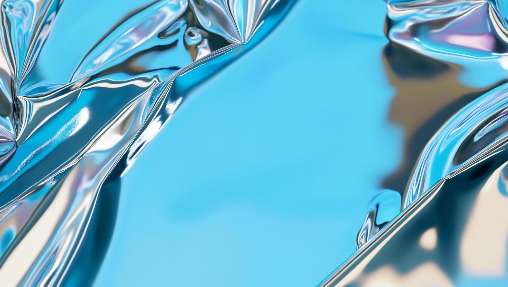 A close-up of crumpled metallic blue material, reflecting light. photo