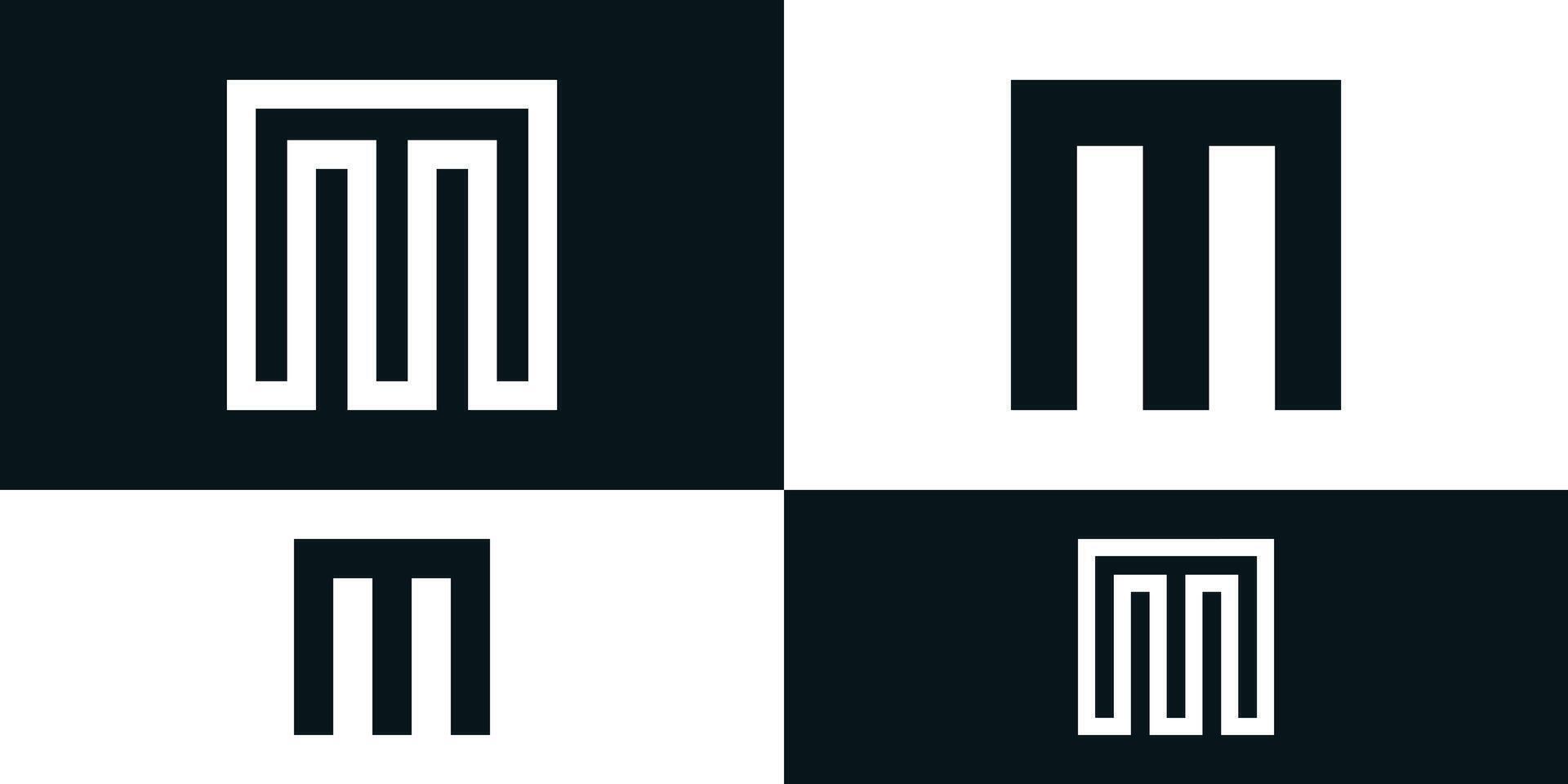 Abstract initial letter M logo design with square shape. Premium vector