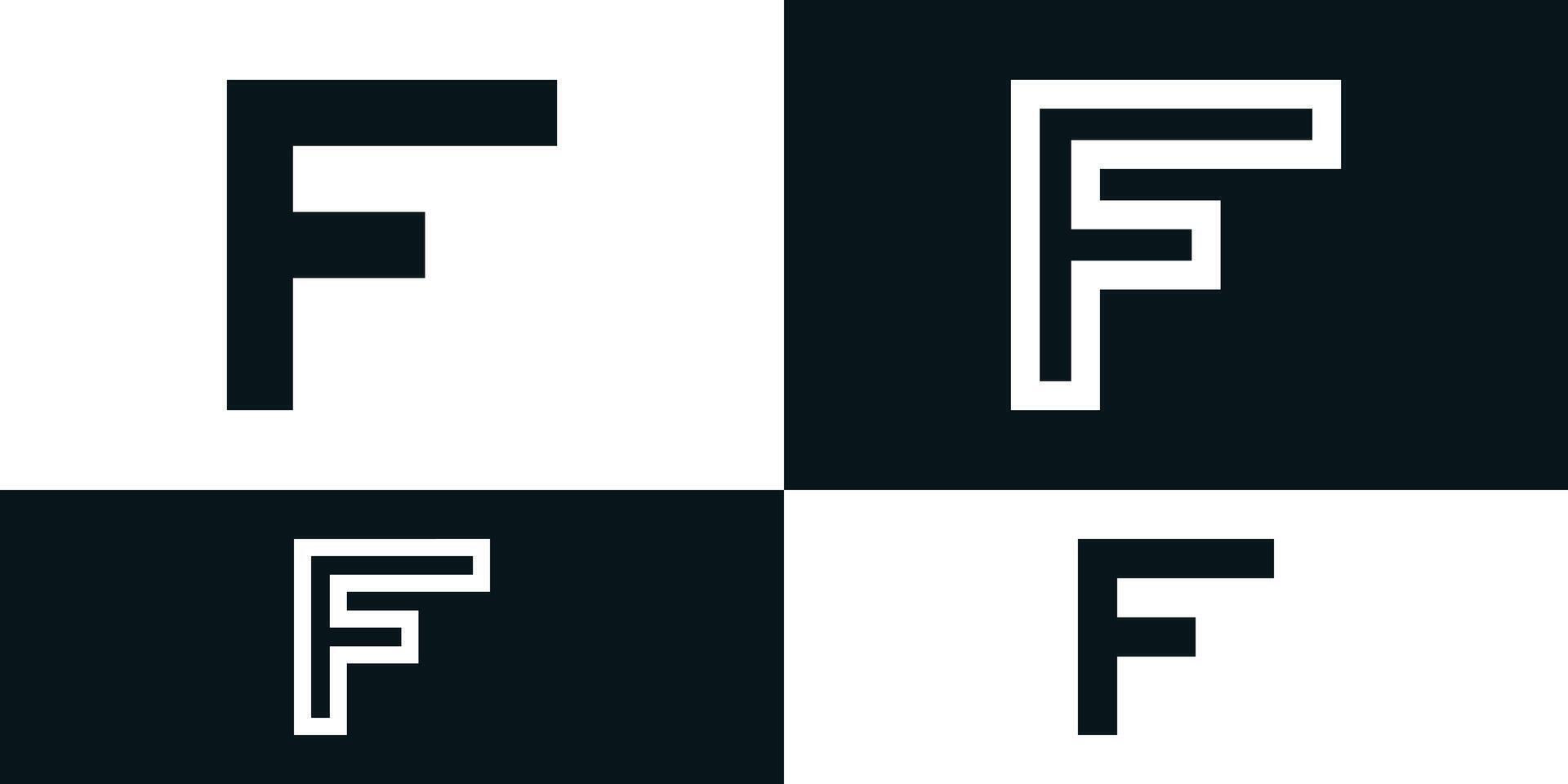 Abstract initial letter F logo design with square shape. Premium vector