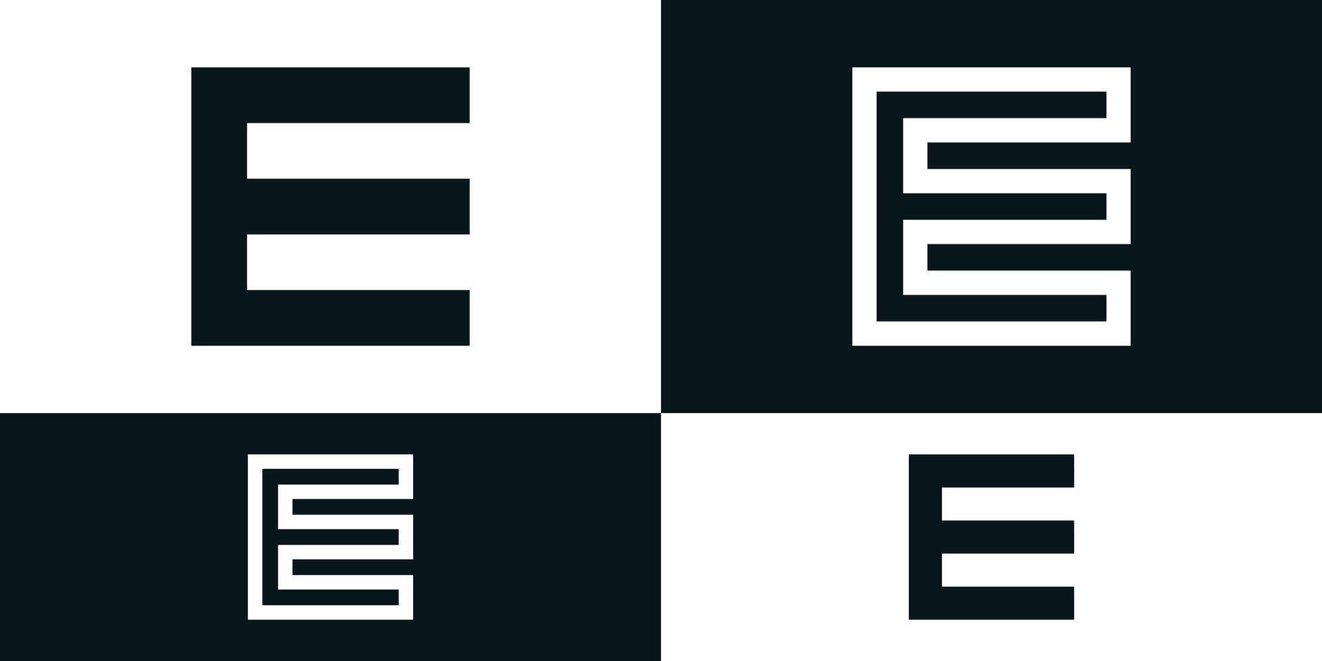 Abstract initial letter E logo design with square shape. Premium vector