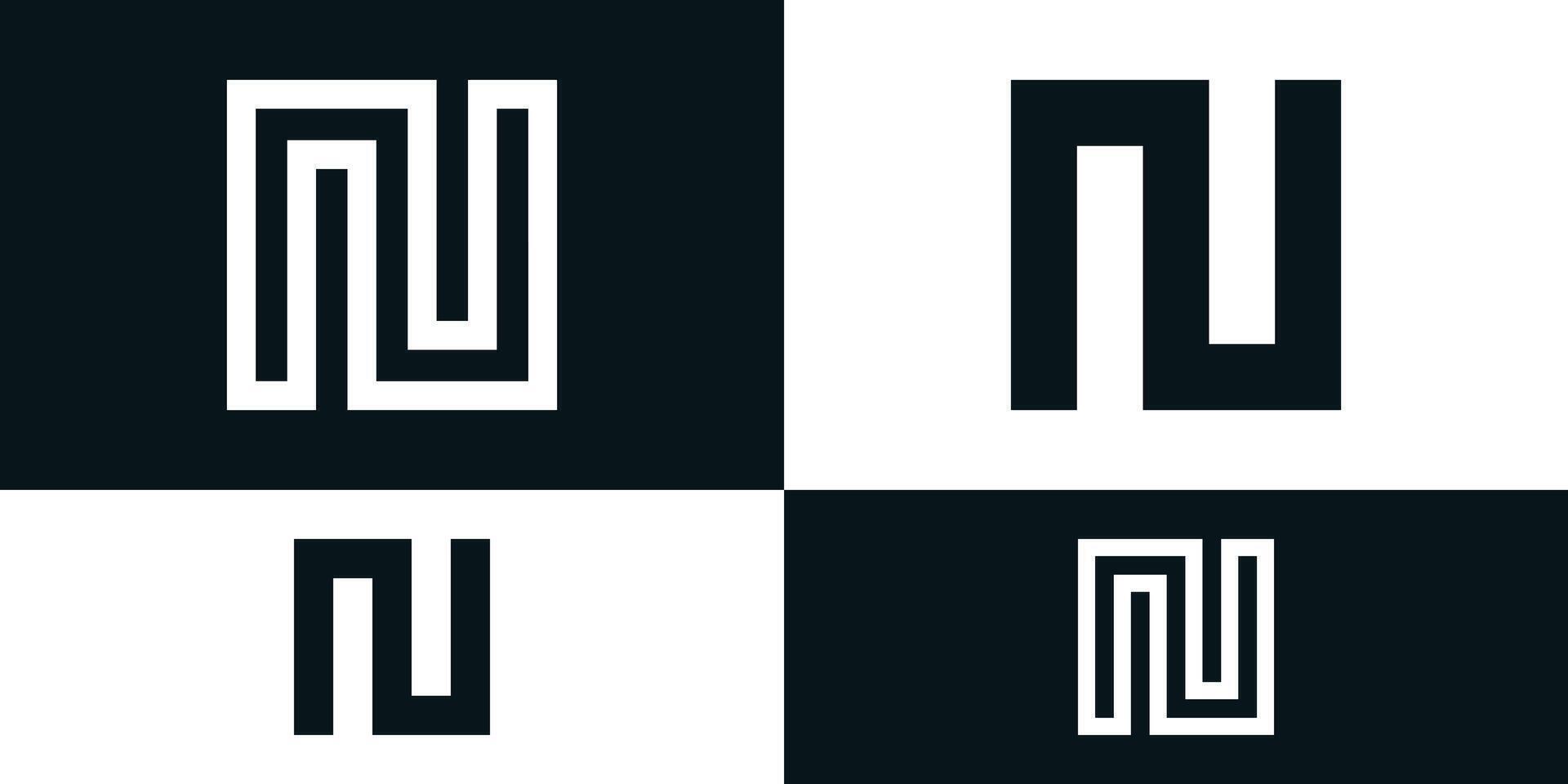 Abstract initial letter N logo design with square shape. Premium vector
