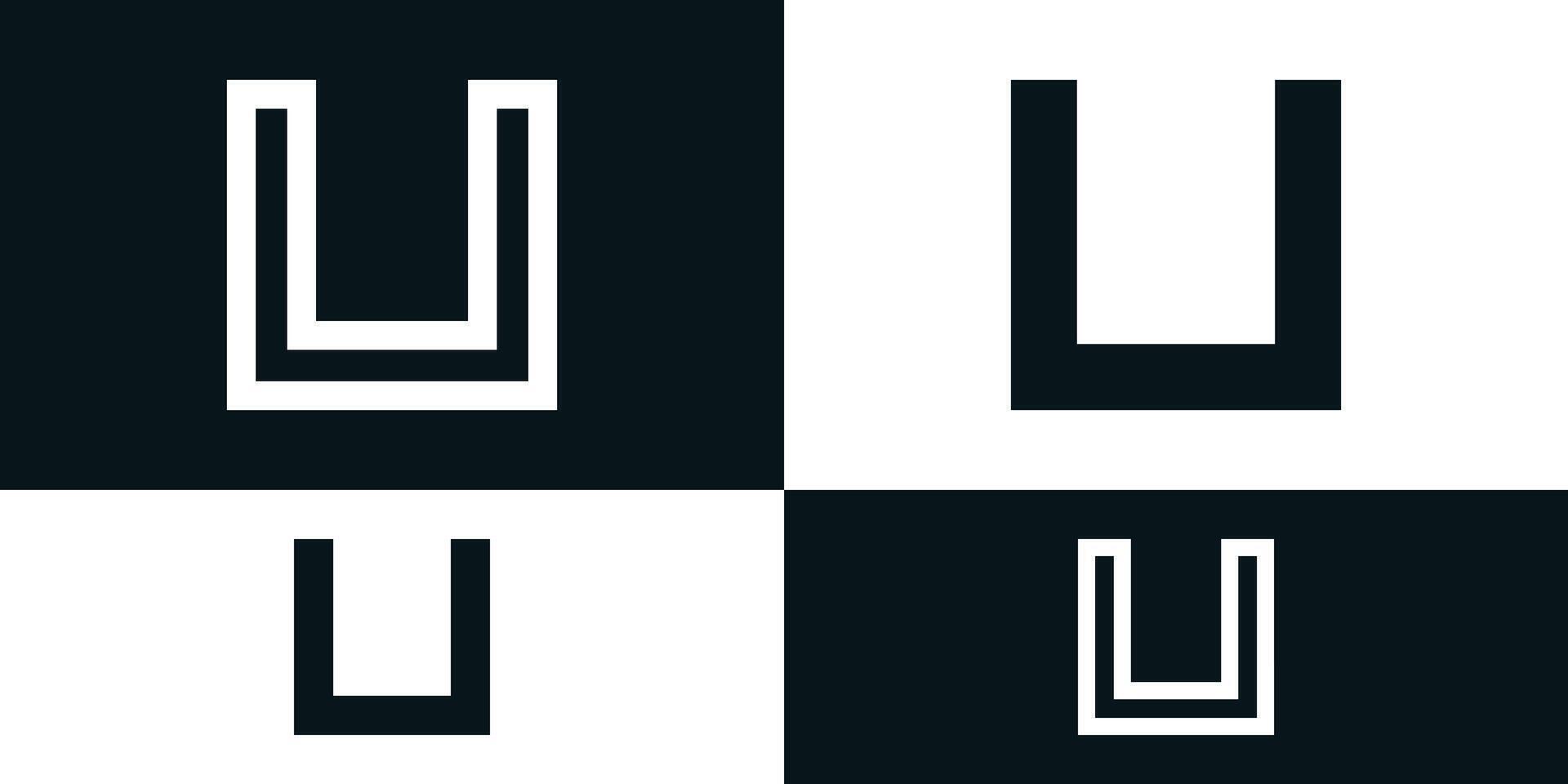 Abstract initial letter U logo design with square shape. Premium vector