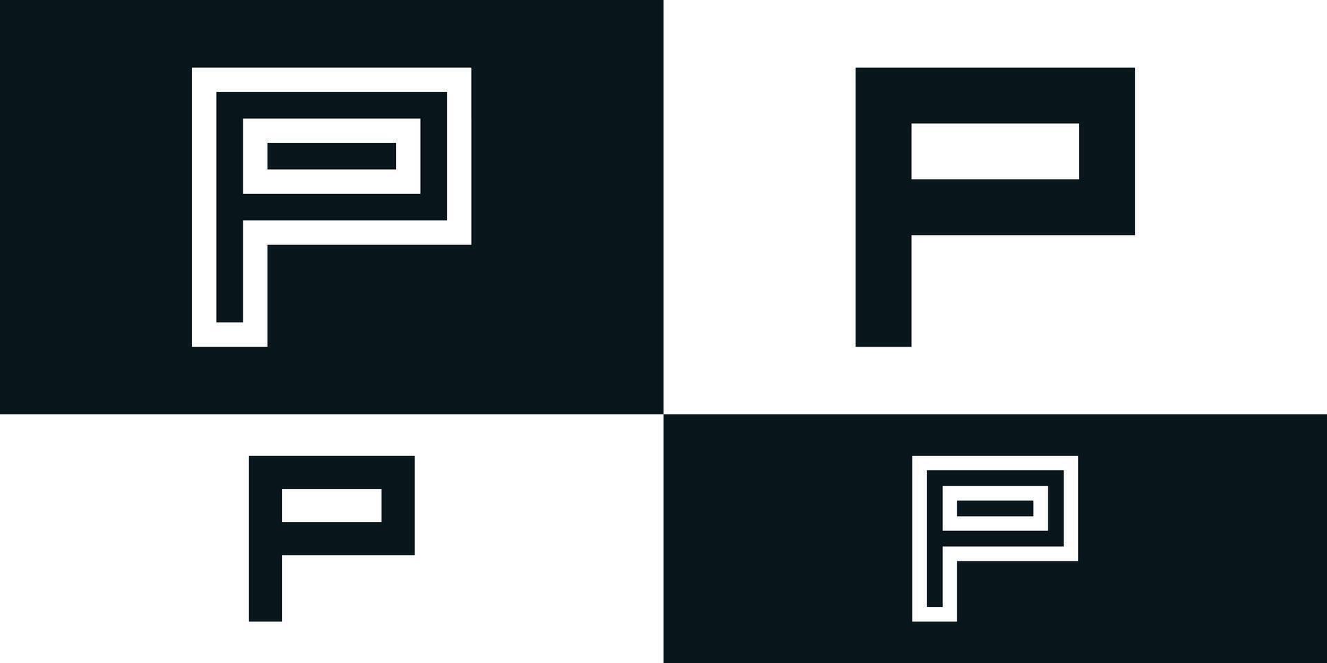 Abstract initial letter P logo design with square shape. Premium vector