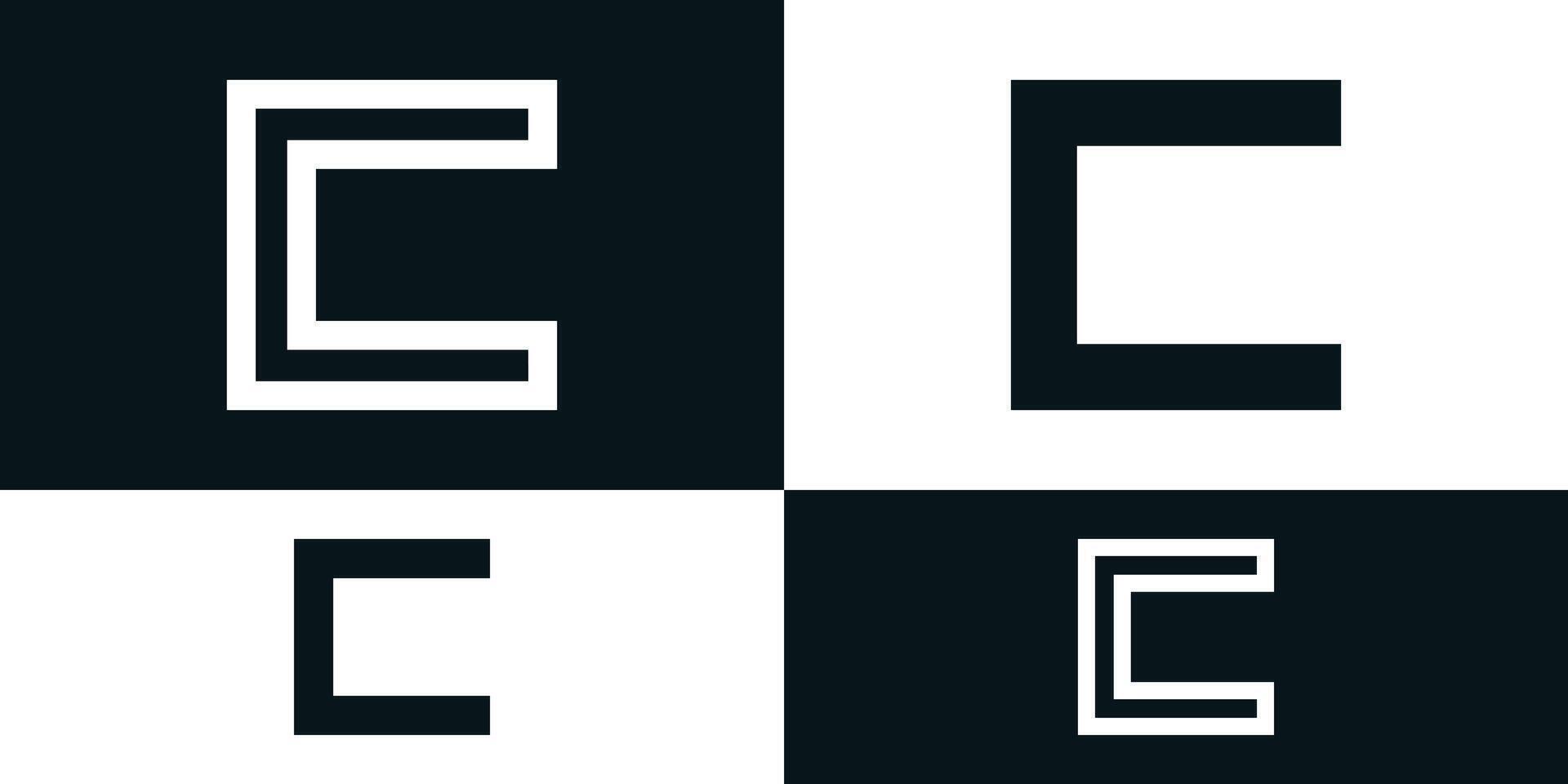 Abstract initial letter C logo design with square shape. Premium vector