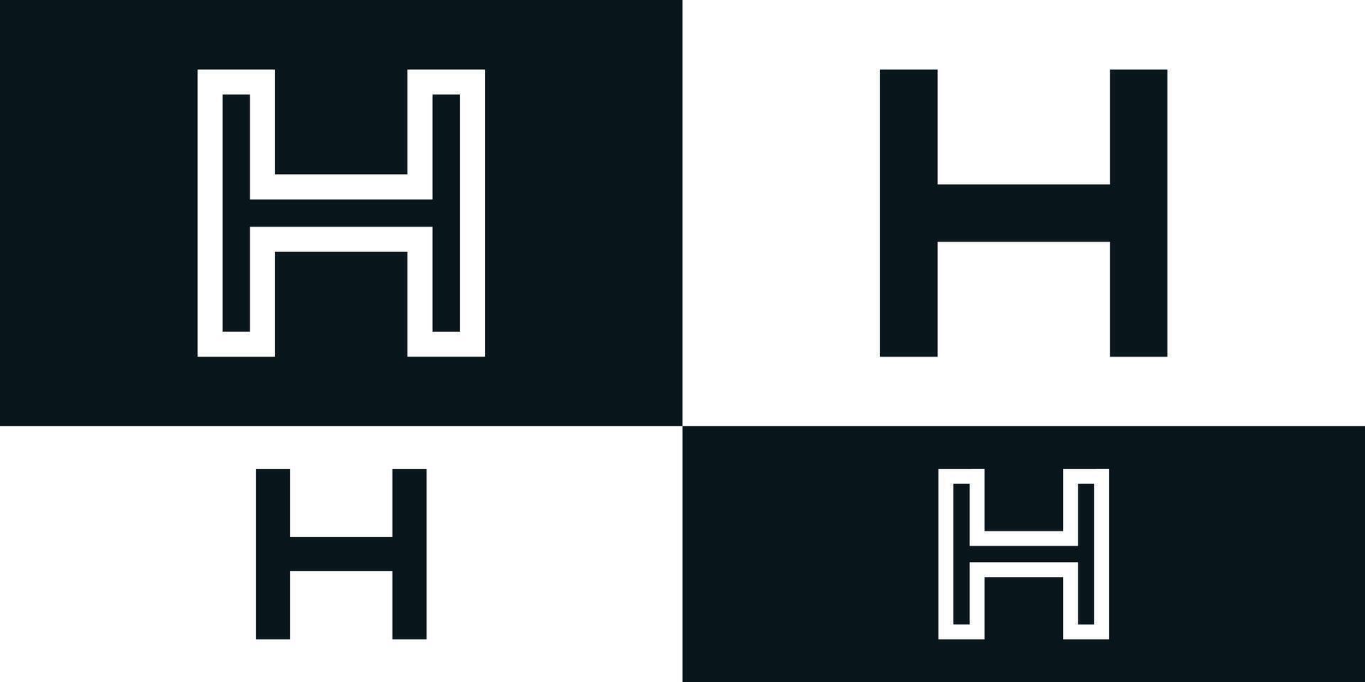 Abstract initial letter H logo design with square shape. Premium vector