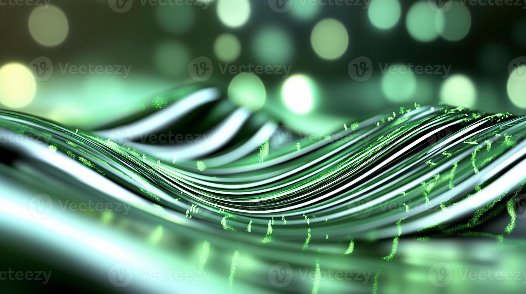 Abstract representation of flowing lines with green highlights and bokeh. photo