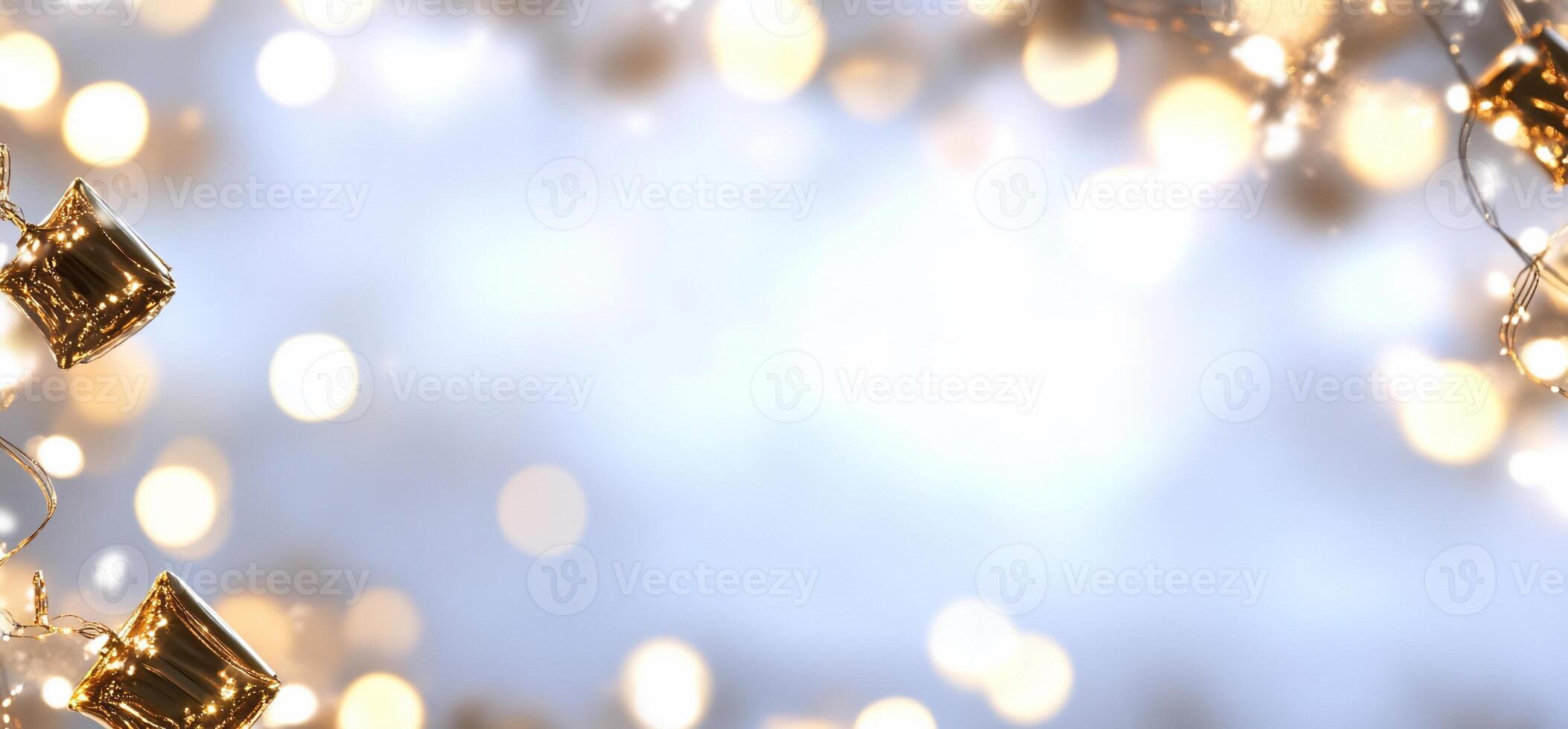 A soft-focus background with glowing lights and decorative elements. photo