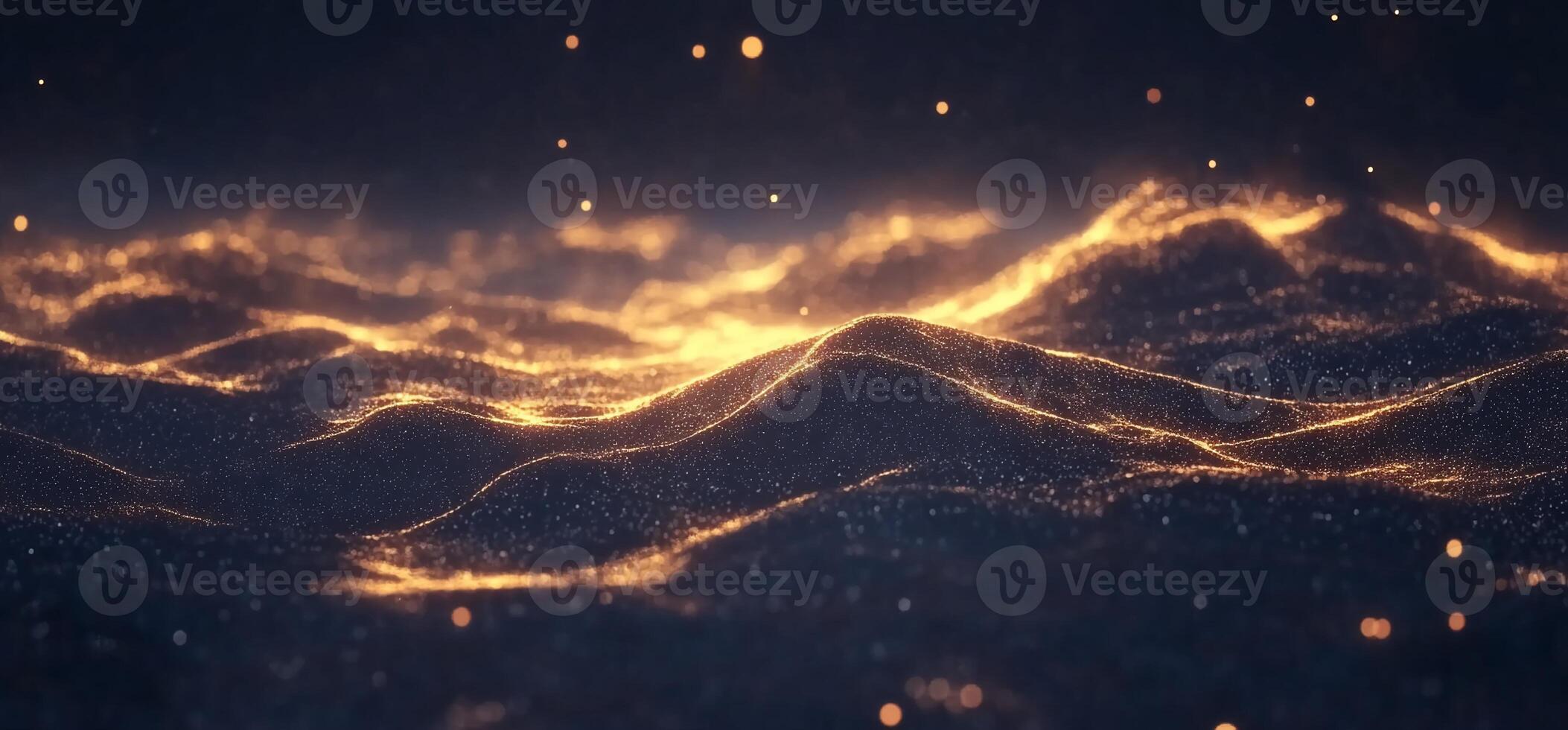A mesmerizing abstract landscape with glowing waves of light. photo